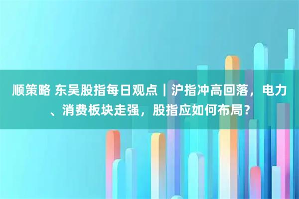 顺策略 东吴股指每日观点｜沪指冲高回落，电力、消费板块走强，股指应如何布局？